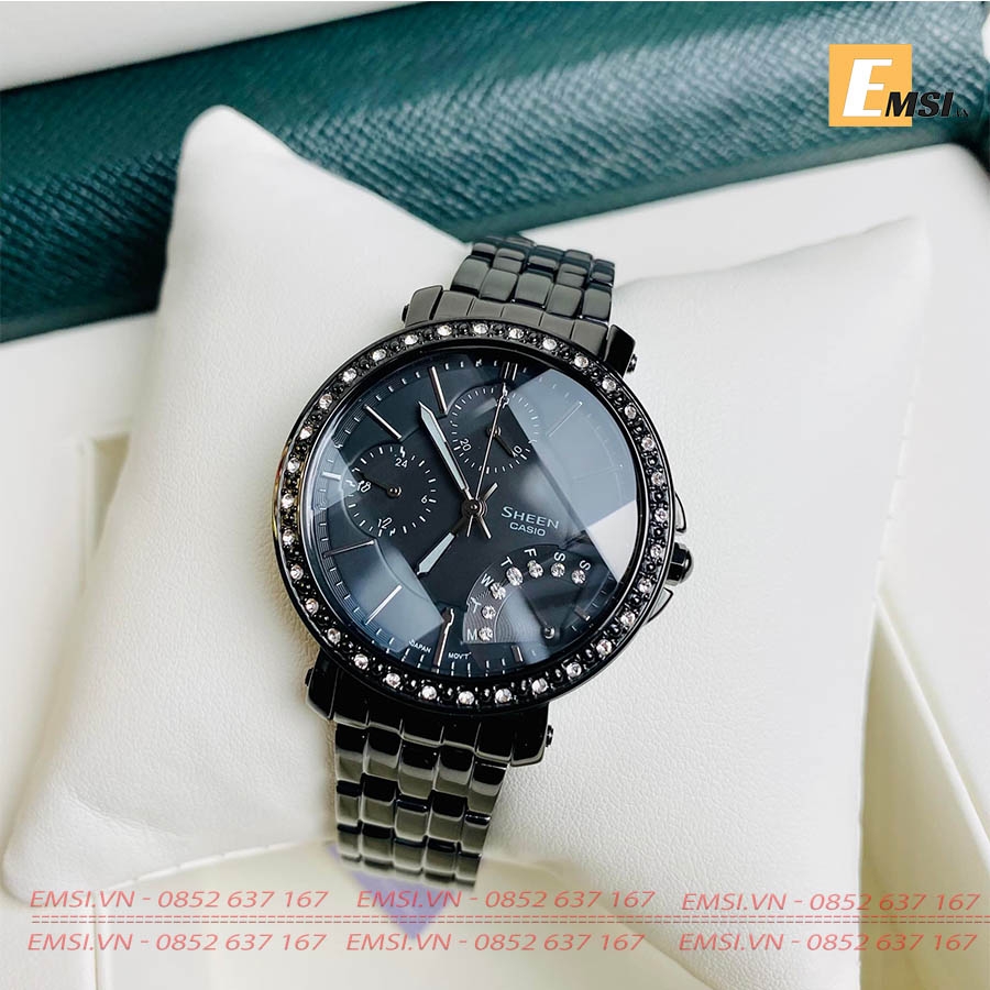 Đồng hồ nữ dây thép Casio Sheen SHN 3011BB 1A CasioStainless Steel - Đường kính mặt 36mm - Emsi.vn