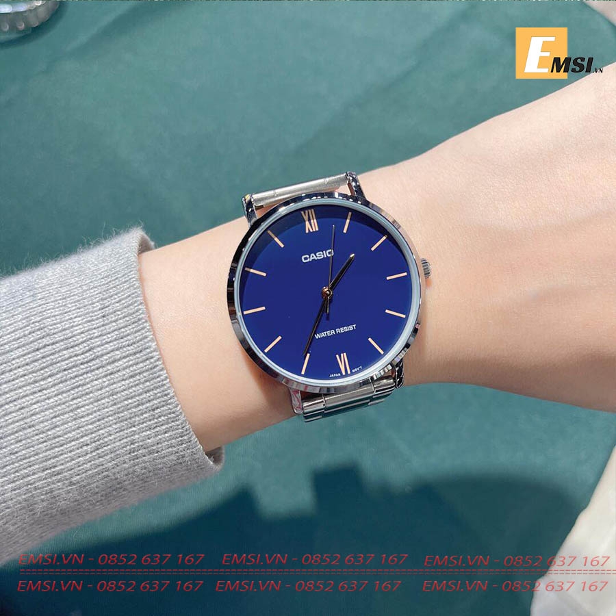 Đồng Hồ Casio Cặp Đôi MTP-VT01D-2BUDF & LTP-VT01D-2BUDF Dây Kim Loại - Mặt Số La Mã - Chống Nước