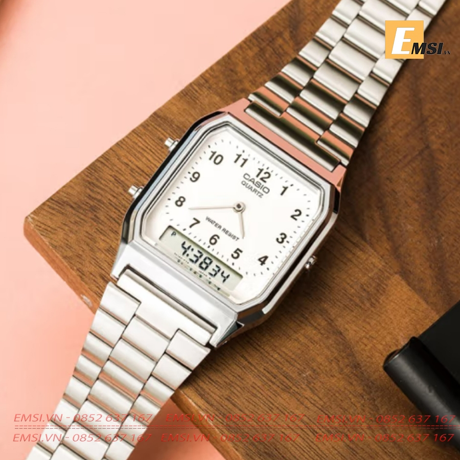 Đồng hồ Unisex Casio Vintage AQ-230A-7BMQ dây kim loại - Emsi.vn
