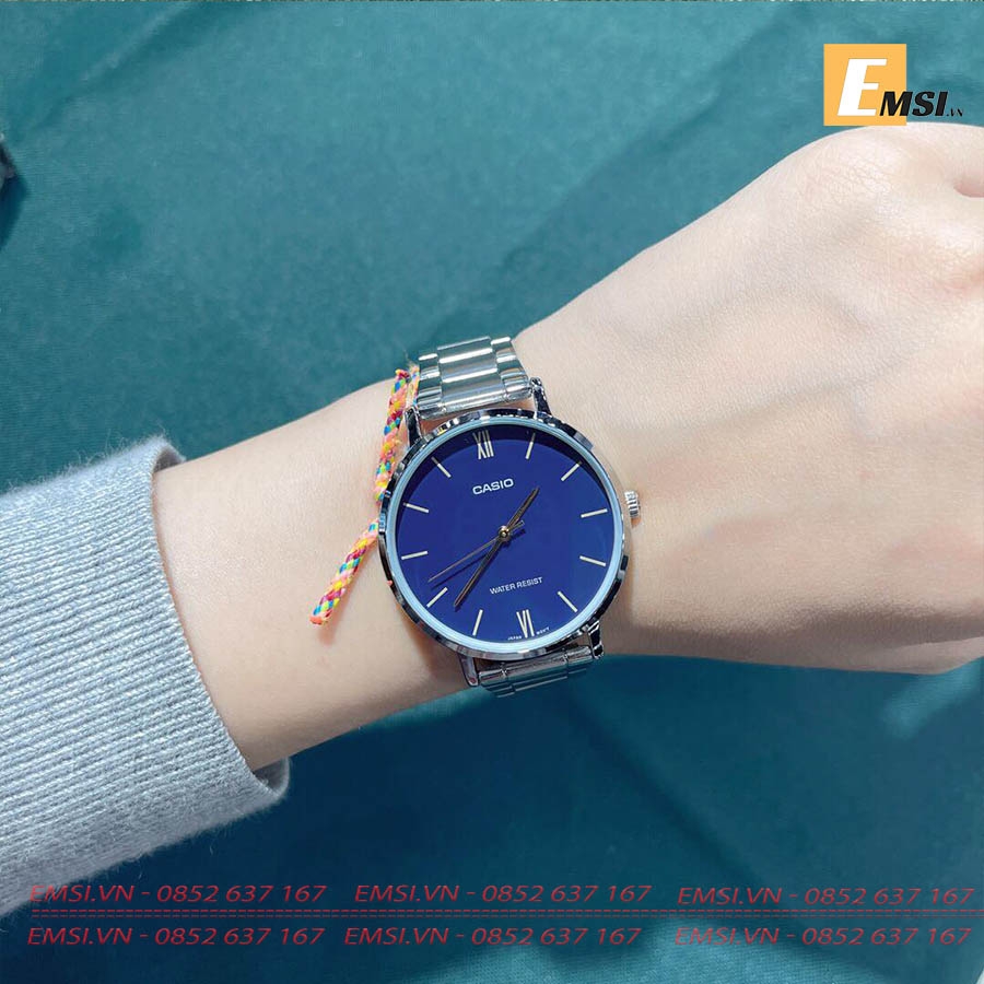 Đồng Hồ Casio Cặp Đôi MTP-VT01D-2BUDF & LTP-VT01D-2BUDF Dây Kim Loại - Mặt Số La Mã - Chống Nước