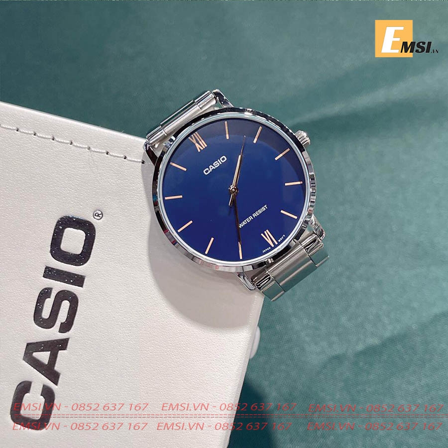 Đồng Hồ Casio Cặp Đôi MTP-VT01D-2BUDF & LTP-VT01D-2BUDF Dây Kim Loại - Mặt Số La Mã - Chống Nước