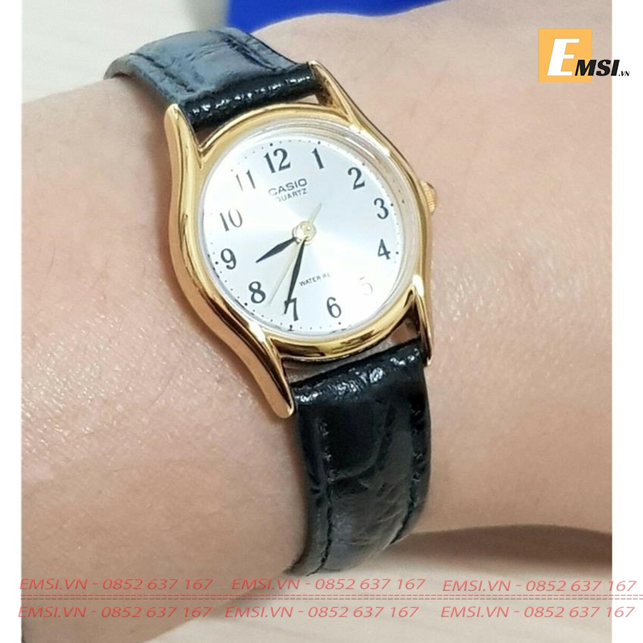 Đồng hồ Casio LTP-1094Q-7B2R dây da màu đen - Mặt số viền mạ vàng - Emsi.vn