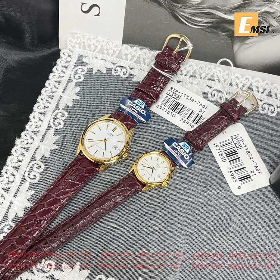 Đồng hồ đôi Casio LTP-1183Q-7ADF & MTP-1183Q-7ADF size mặt 38 mm (Nam) – 28.5 mm (Nữ) EMSI.VN