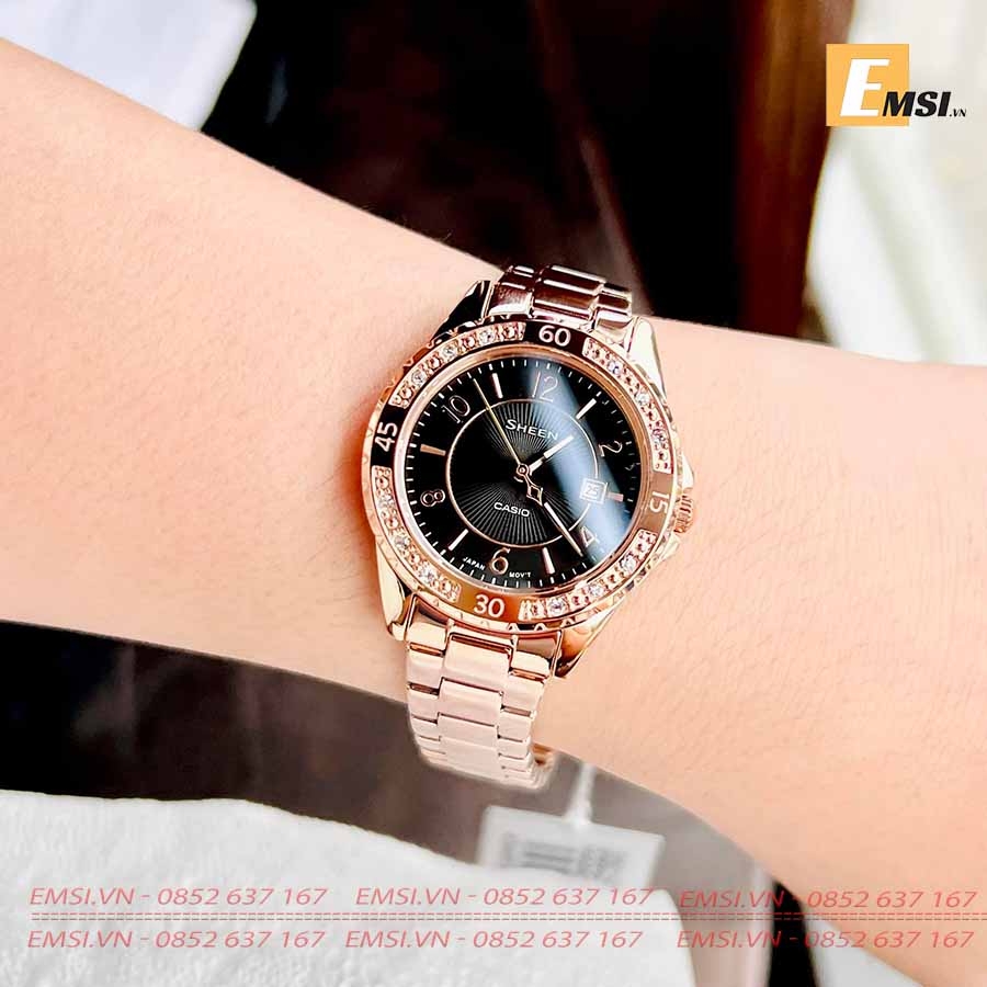 Casio Sheen SHE-4532PG-1AUDF - Đồng Hồ Nữ - Pin / Quartz - Kính Sapphire - Size Mặt 35mm - Bảo Hành 5 Năm - Chính Hãng - Emsi.vn