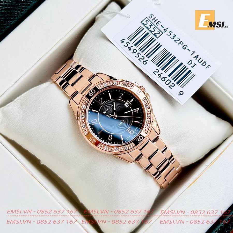 Casio Sheen SHE-4532PG-1AUDF - Đồng Hồ Nữ - Pin / Quartz - Kính Sapphire - Size Mặt 35mm - Bảo Hành 5 Năm - Chính Hãng - Emsi.vn