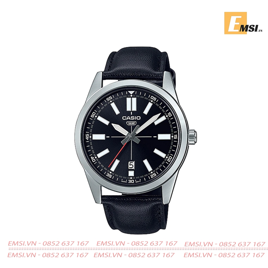 MTP-VD02L-1E | Đồng Hồ Casio | Nam | Dây Da Màu Đen | 3 Kim | Chống Nước