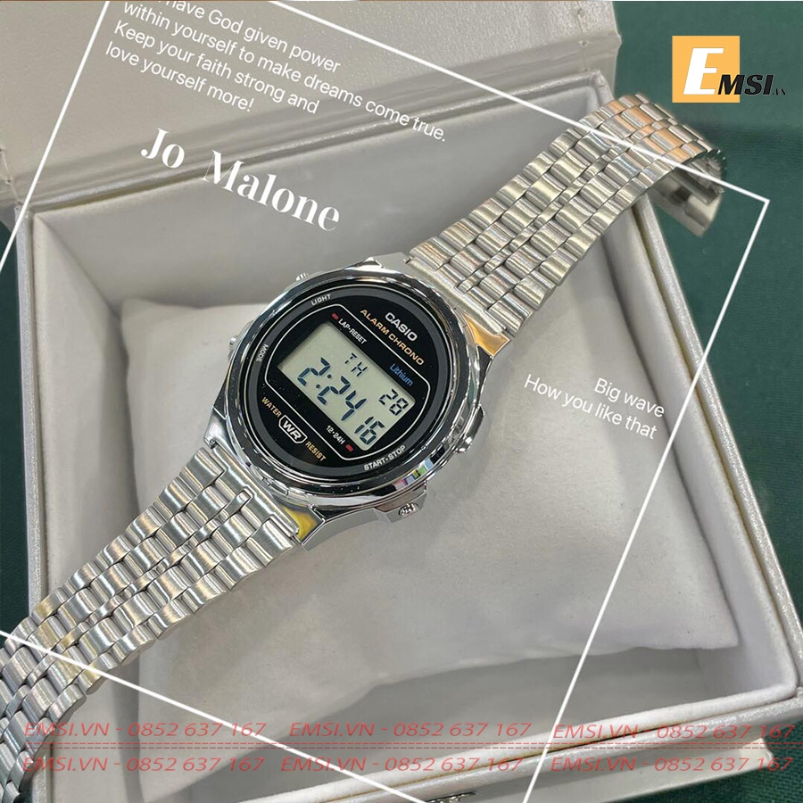 A171WE-1A | Đồng Hồ Casio | Điện Tử Cổ Điển | Dây Kim Loại | Chống Nước | Pin 7 Năm - Emsi.vn