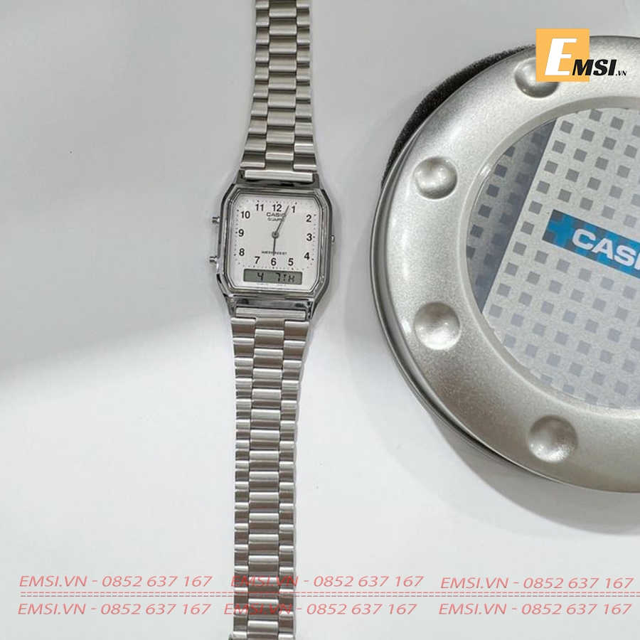 Đồng hồ Unisex Casio Vintage AQ-230A-7BMQ dây kim loại - Emsi.vn