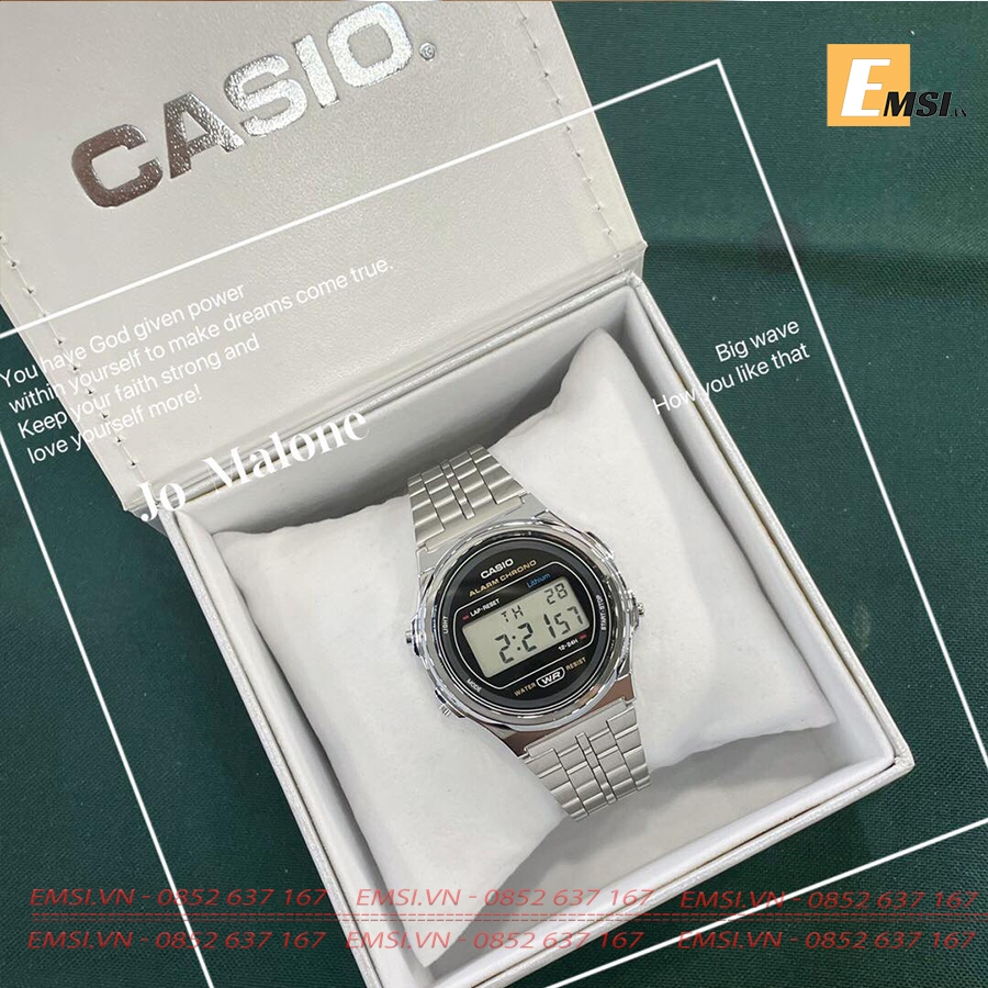 A171WE-1A | Đồng Hồ Casio | Điện Tử Cổ Điển | Dây Kim Loại | Chống Nước | Pin 7 Năm - Emsi.vn