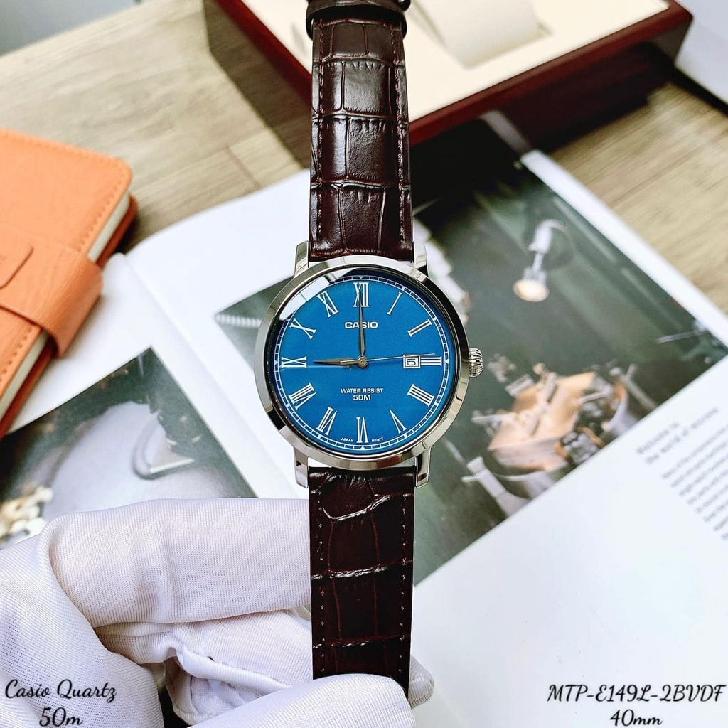 Đồng hồ Casio Nam MTP-E149L-2BVDF - Kích thước vỏ : 47×40×9,5mm - Mặt kính khoáng
