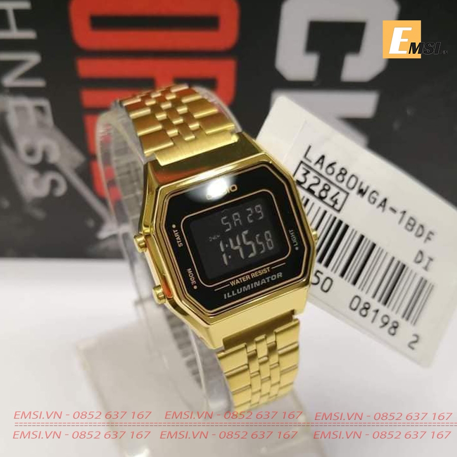 Casio LA680WGA-1BDF - Đồng Hồ Unisex - Điện Tử - Size Mặt 28.5mm - Kính Nhựa EMSI.VN