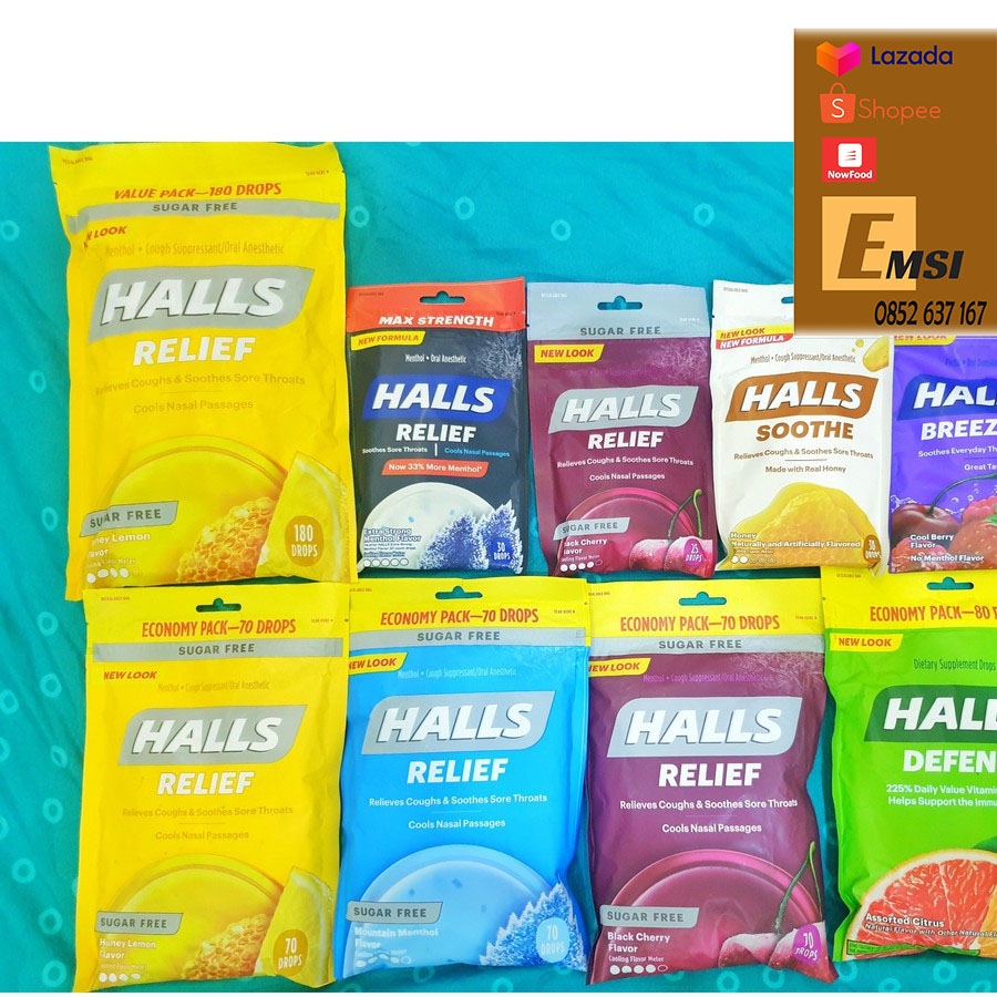 Kẹo Ngậm Trị Ho Halls Sugar Free 70 Viên Của Mỹ