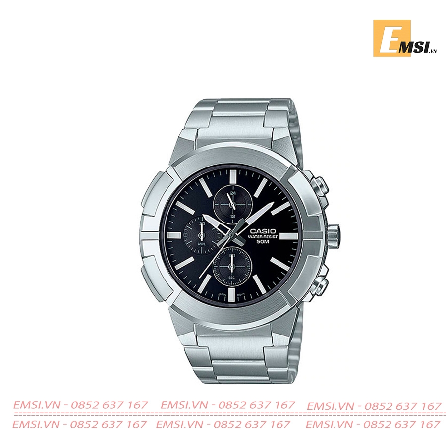 Đồng Hồ Casio Nam MTP-E501D-1A - Dây Kim Loại - Chống Nước WR50M - Size mặt 44mm EMSI.VN