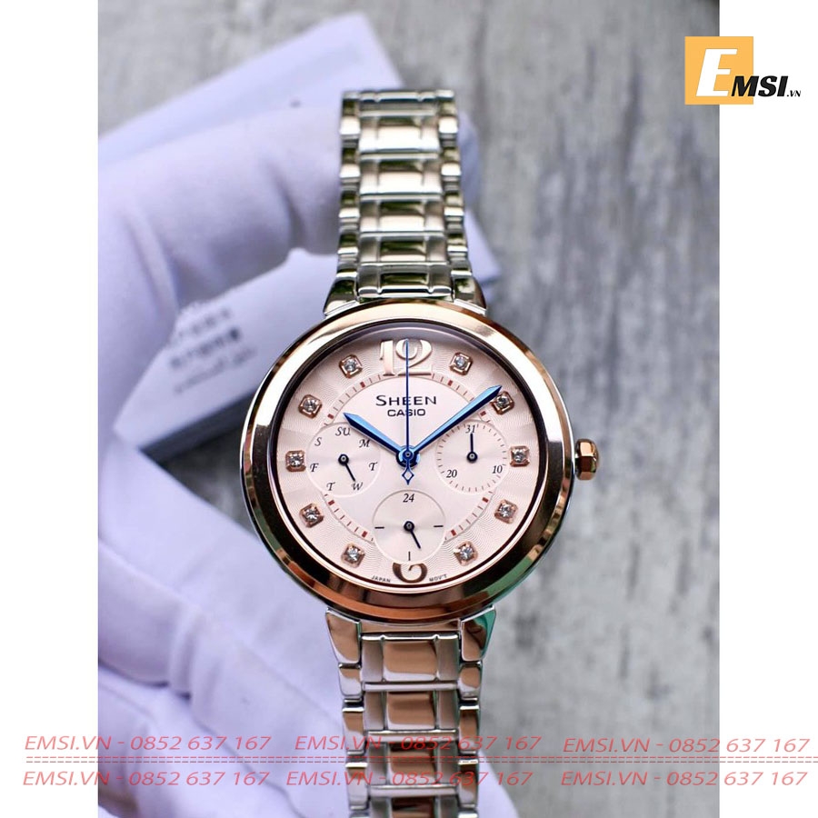 Casio Sheen SHE-3048SG-7A - Đồng Hồ Nữ - Pin/Quartz - Kính Khoáng - Size Mặt 34mm EMSI.VN