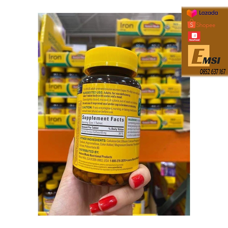 Nature Made Viên Uống Bổ Sung Sắt 65mg Iron 365 Viên