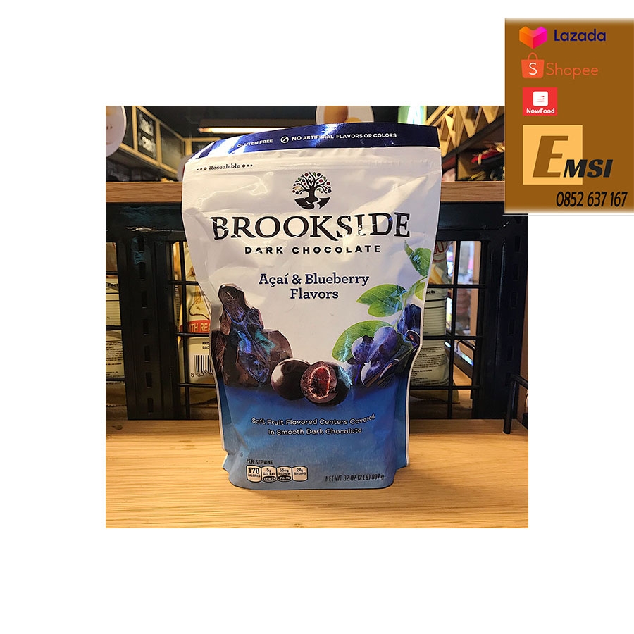 Kẹo Socola Đắng Nhân Việt Quất Brookside của Mỹ 907g