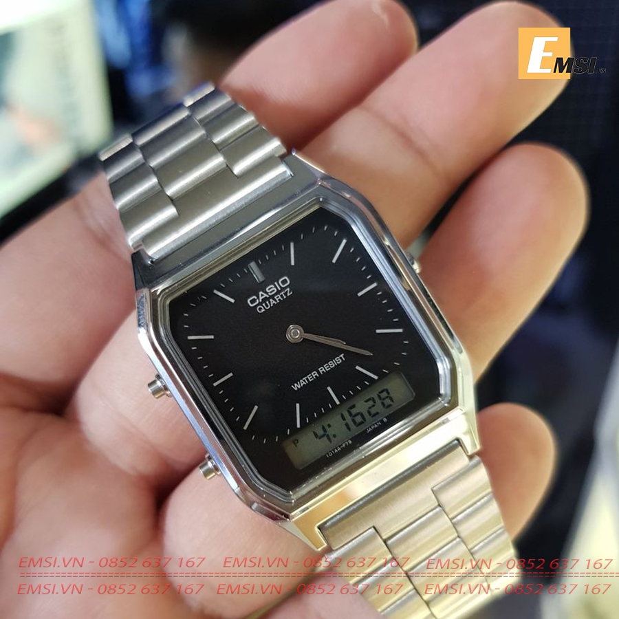 Casio AQ-230A-1DMQ - Đồng Hồ Unisex - Điện Tử - Kính Nhựa - Size Mặt 29.8mm - Bảo Hành 5 Năm - Chính Hãng