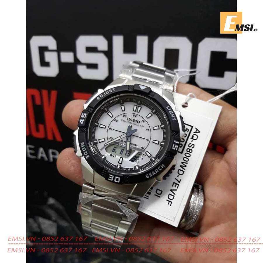 Casio AQ-S800WD-7E - Đồng Hồ Nam - Năng Lượng Mặt Trời - Size Mặt 42mm - Kính Nhựa EMSI.VN