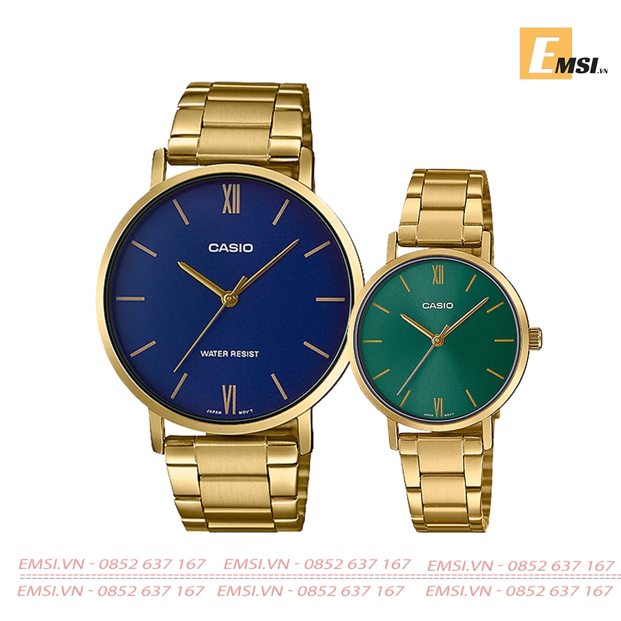Đồng Hồ Casio Cặp Đôi MTP-VT01G-2BUDF & LTP-VT02G-3AUDF Size nữ 30mm, Size nam 40mm EMSI.VN
