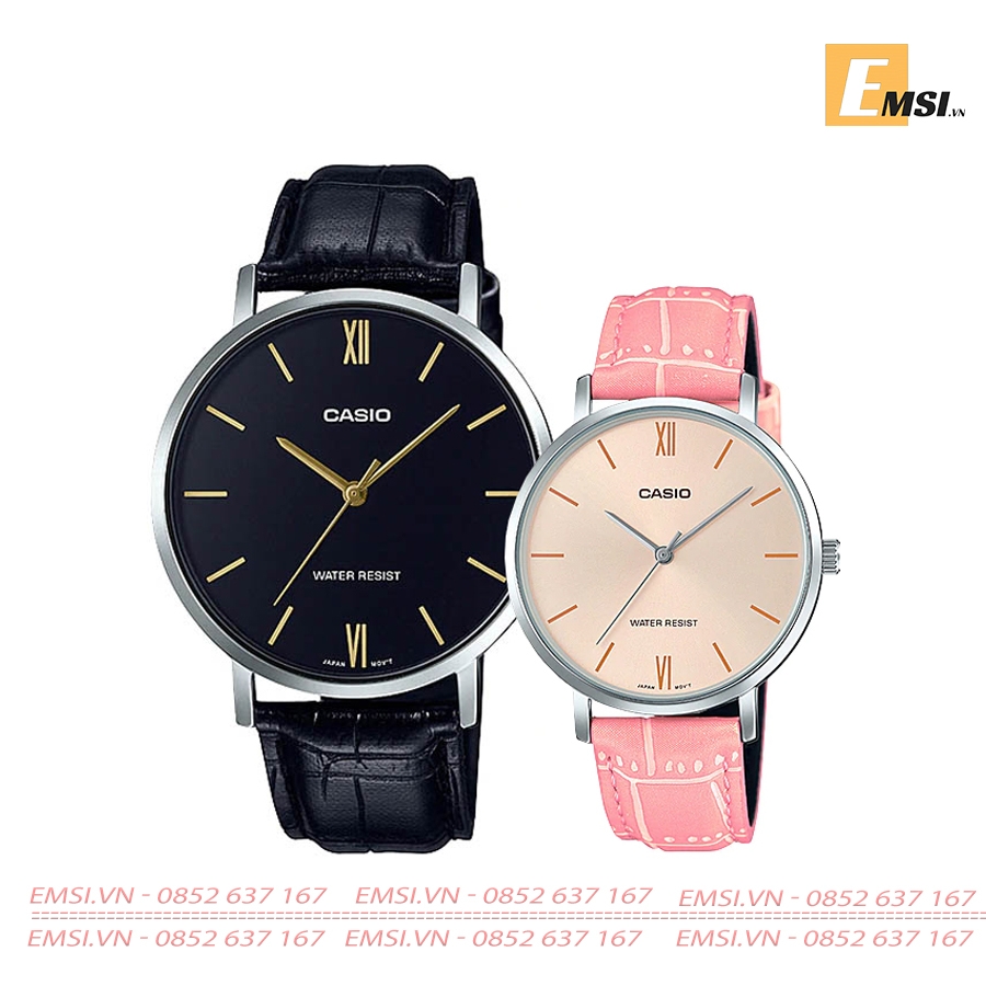 Đồng Hồ Casio Cặp Đôi MTP-VT01L-1BUDF & LTP-VT01L-4BUDF Size nữ 34mm, Size nam 40mm EMSI.VN