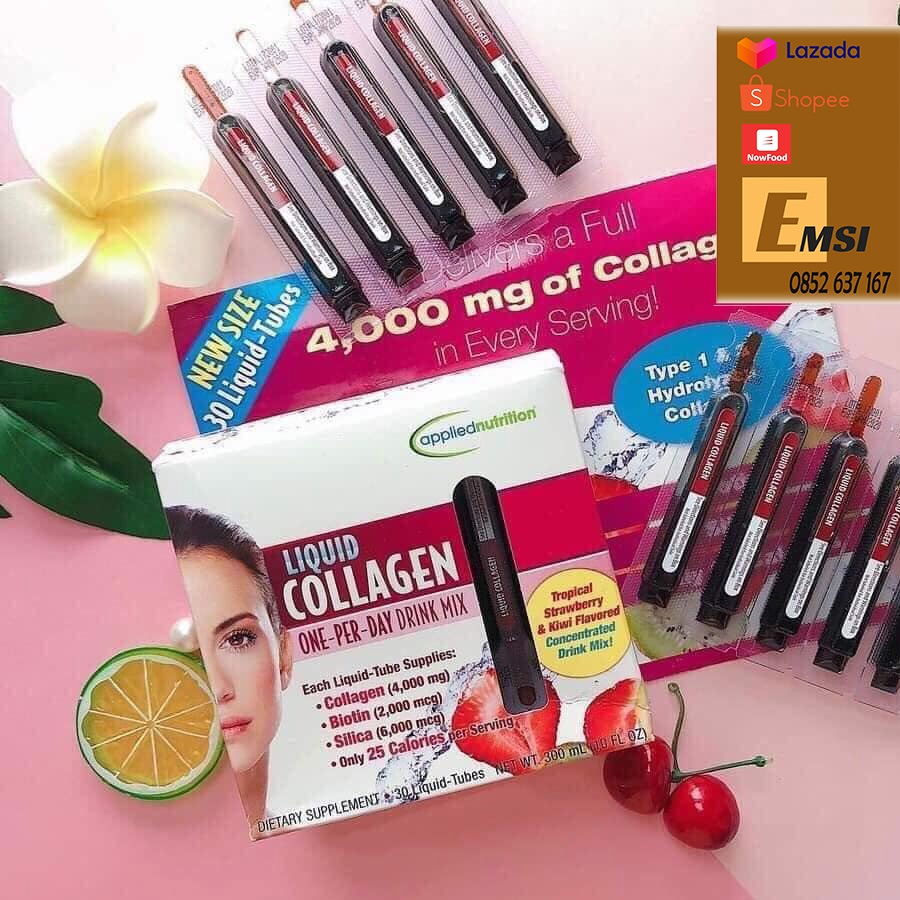 Liquid Collagen One-Per-Day Drink Mix dạng nước Của Mỹ, hộp 30 ống