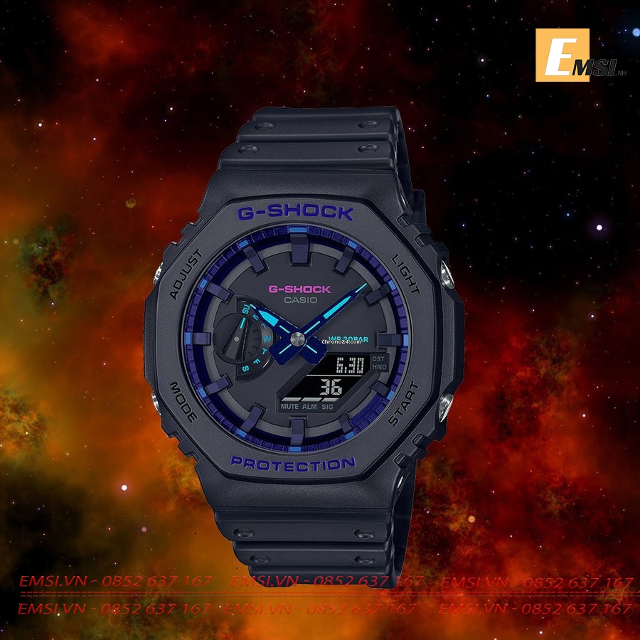 GA-2100VB-1A | Đồng Hồ Casio | G-Shock | Nam | Dây Nhựa | Cấu Trúc Bảo Vệ Lõi Carbon | Chống Nước WR20BAR