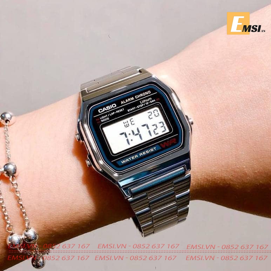 Casio A158WA-1D - Đồng Hồ Unisex - Điện Tử - Kính Nhựa - Size Mặt 36mm EMSI.VN