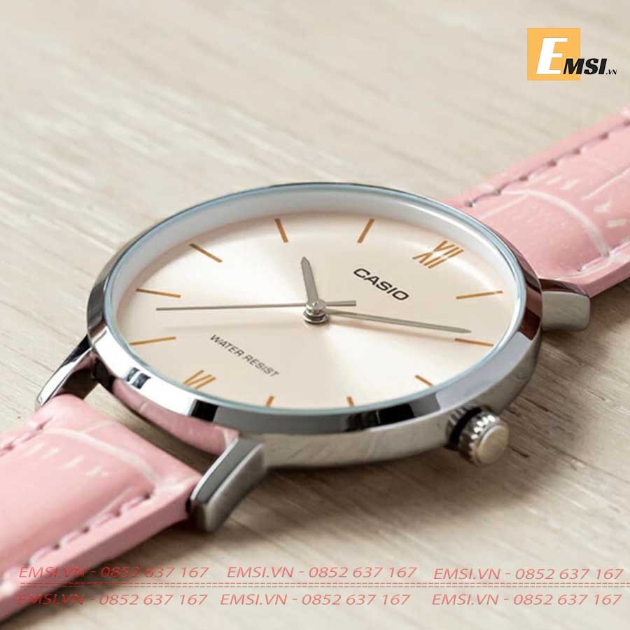 Đồng Hồ Casio Nữ LTP-VT01L-4BUDF Dây Da Màu Hồng - Chính Hãng