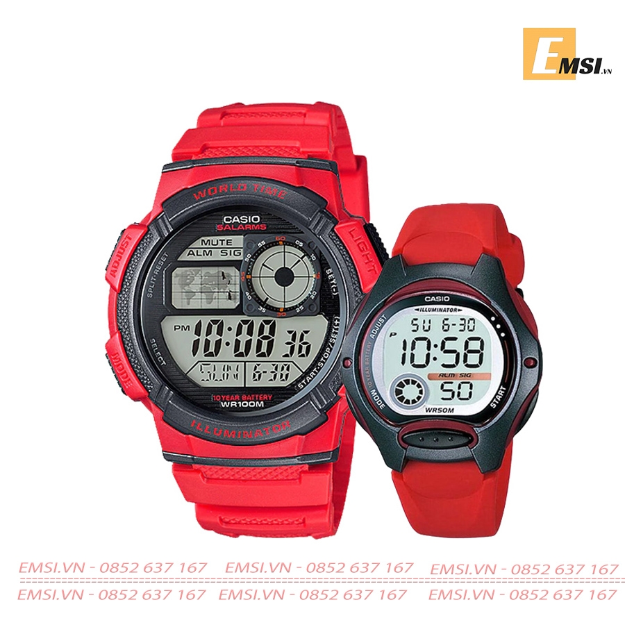 Đồng Hồ Casio Cặp Đôi AE-1000W-4AVDF & LW-200-4AVDF Size mặt 43,7mm & 34,9mm EMSI.VN