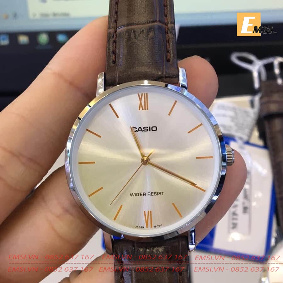 Đồng Hồ Casio Cặp Đôi MTP-VT01L-7B2UDF & LTP-VT01L-7B2UDF Dây Da - Mặt Số La Mã - Chống Nước