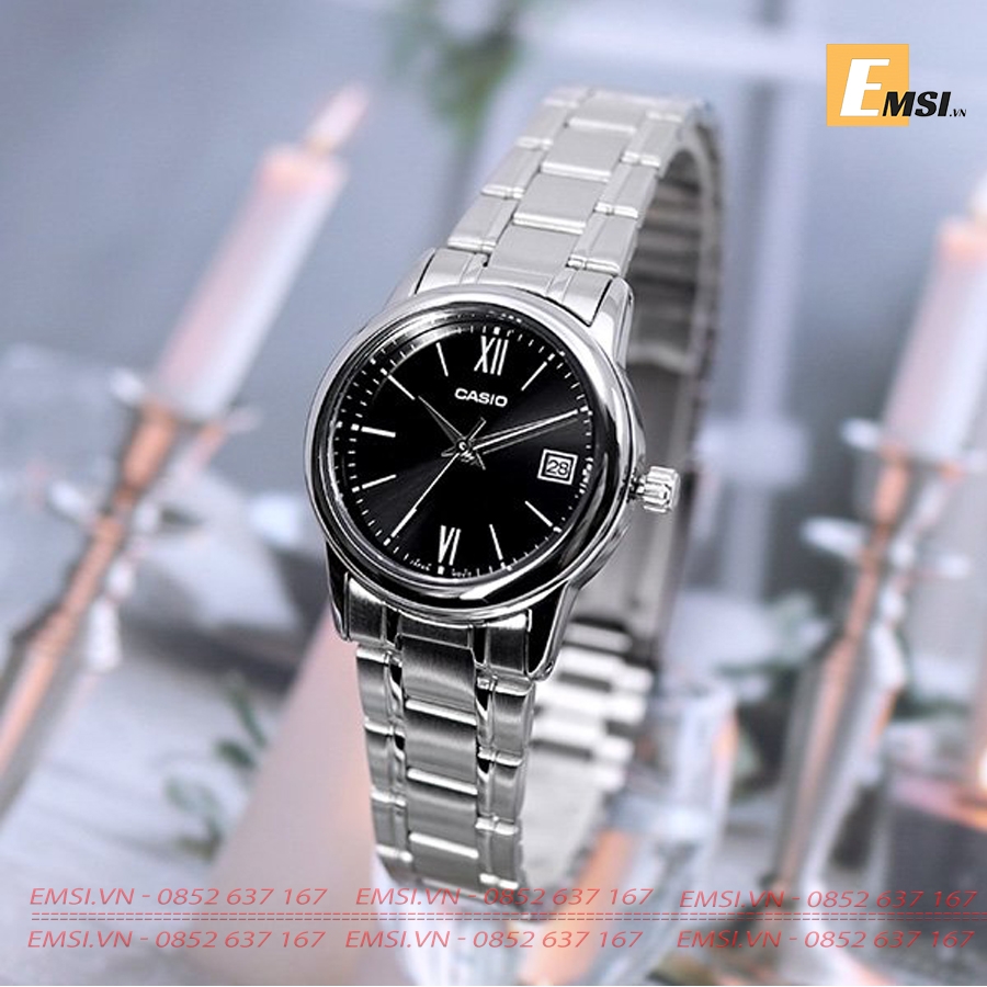 Đồng Hồ Casio Cặp Đôi MTP-V002D-1B3 & LTP-V002D-1B3 nam size 37mm, đồng hồ Casio nữ size 25mm EMSI.VN