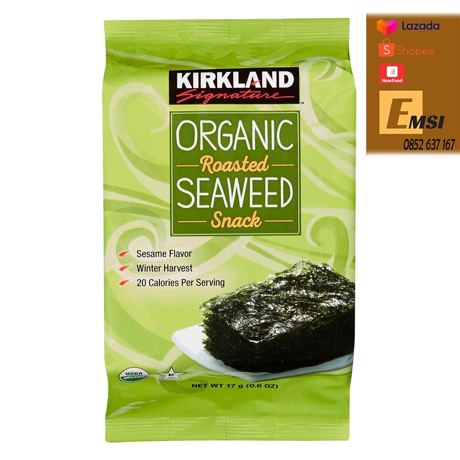 Rong biển sấy khô ăn liền Kirkland Organic Seaweed 17g