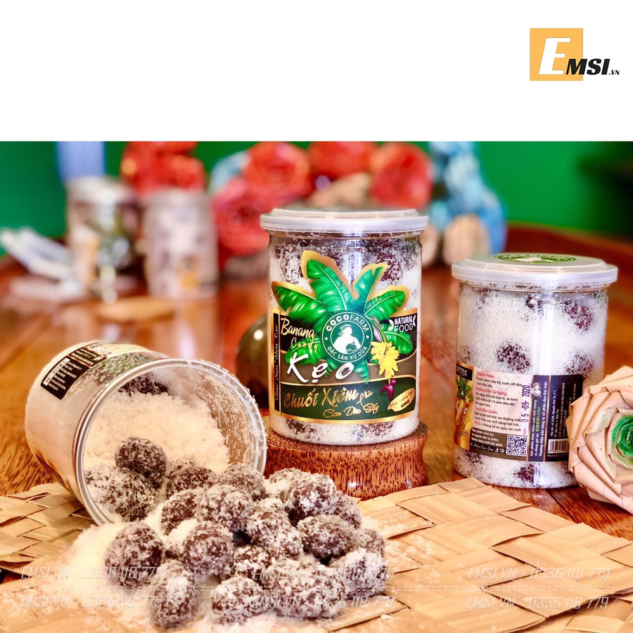 Đặc sản: Kẹo Chuối Xiêm phủ dừa Cocofarm 400gram
