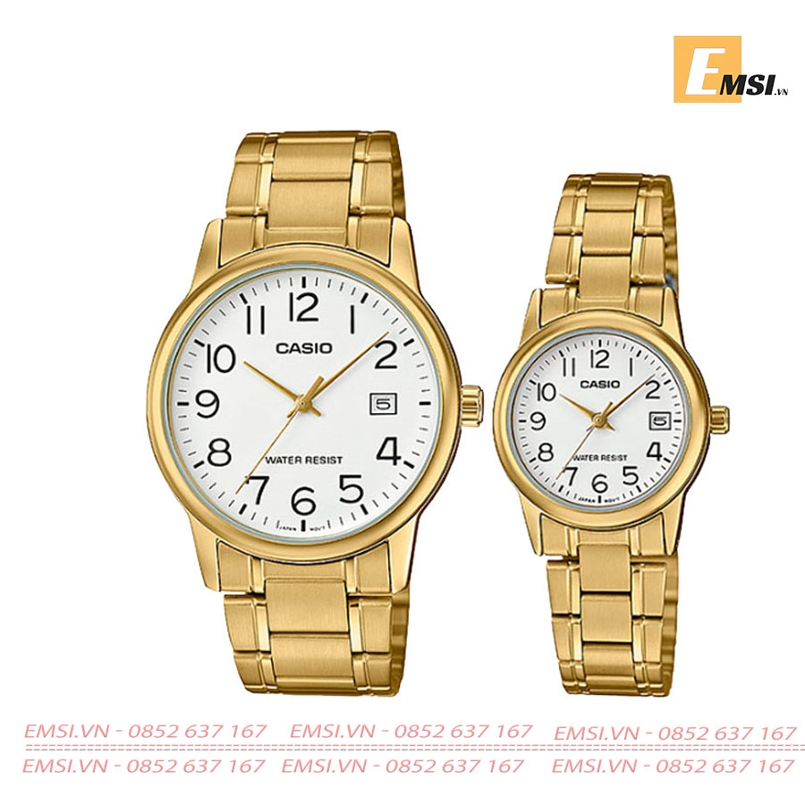 Đồng Hồ Cặp Đôi Casio MTP-V002G-7B2UDF & LTP-V002G-7B2UDF Size mặt 37mm & 25mm EMSI.VN
