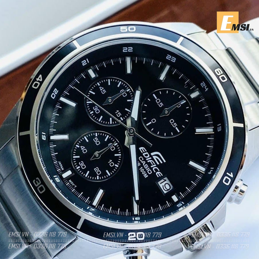 Đồng hồ Nam Casio Edifice EFR-526D-1AV -  Dây kim loại - Mặt đen Viền đen