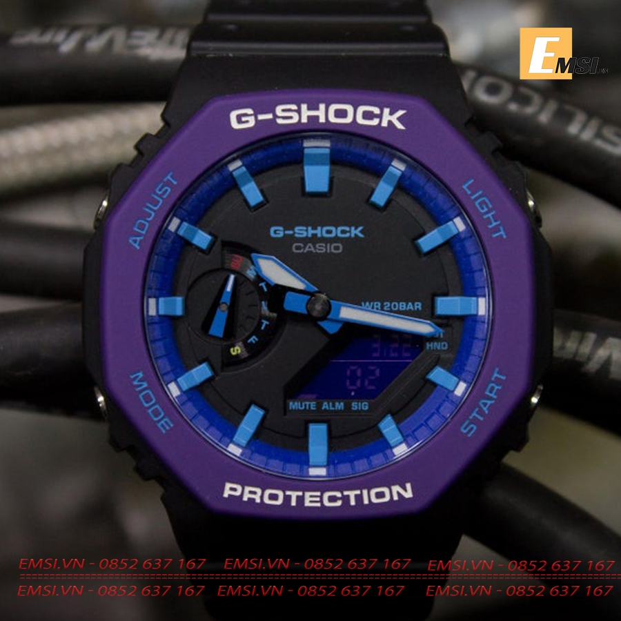 Đồng Hồ Casio G Shock GA-2100THS-1A - Nam - Dây Nhựa Màu Đen - Viền Mặt Màu Tím