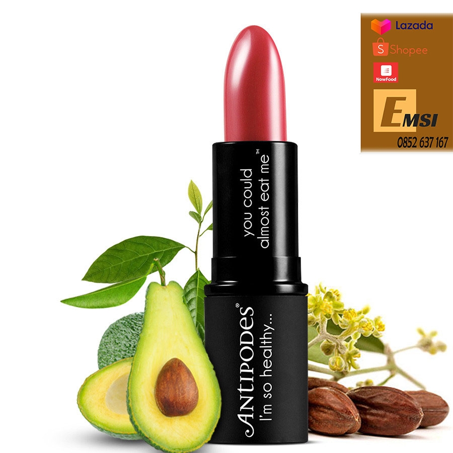 Antipodes Son Môi Thiên Nhiên Màu #10 Đỏ Hồng Antipodes Lipstick Remarkably Red 125 4g