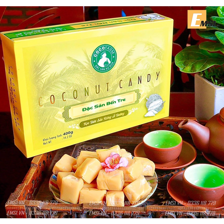 Đặc sản: Kẹo dừa nguyên chất với 4 hương vị ít đường hộp 400gr