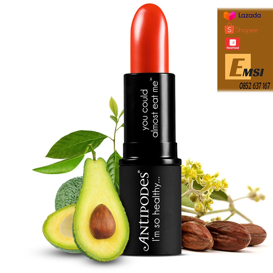 Antipodes Son Môi Thiên Nhiên Màu #6 Đỏ Cam Antipodes Lipstick West Coast Sunset 336 4g