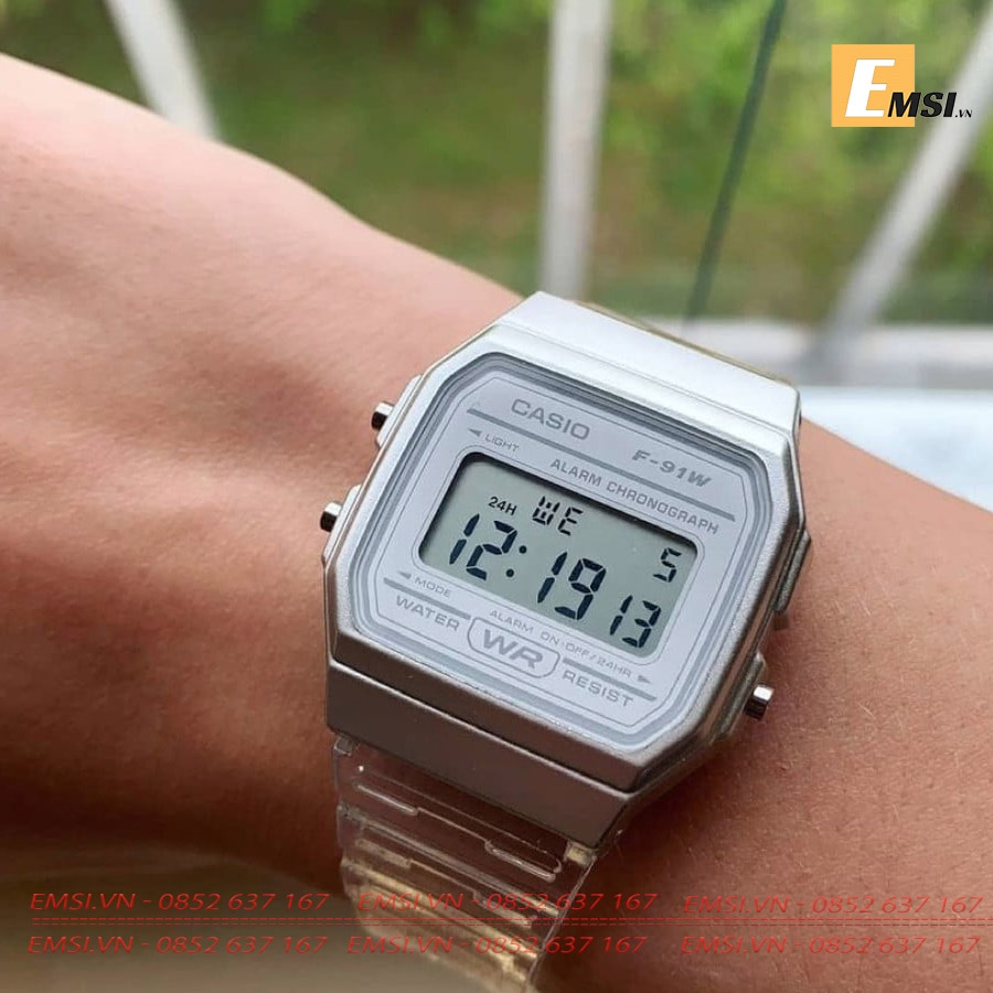 Casio F-91WS-7DF - Đồng Hồ Nữ - Pin / Quartz - Kính Khoáng - Size Mặt 35mm - Bảo Hành 5 Năm - Emsi.vn