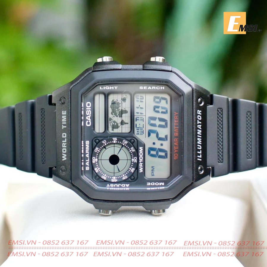 Casio AE-1200WH-1AVDF - Kính nhựa - Đồng hồ nam - Điện tử - Size mặt 42mm - Bảo Hành 5 Năm - Chính Hãng - Emsi.vn