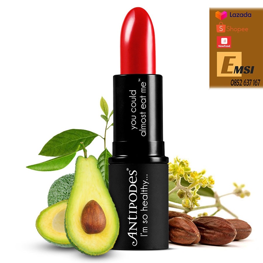 Antipodes Son Môi Thiên Nhiên Màu #12 Đỏ Tươi Antipodes Lipstick Forest Berry Red 410 4g
