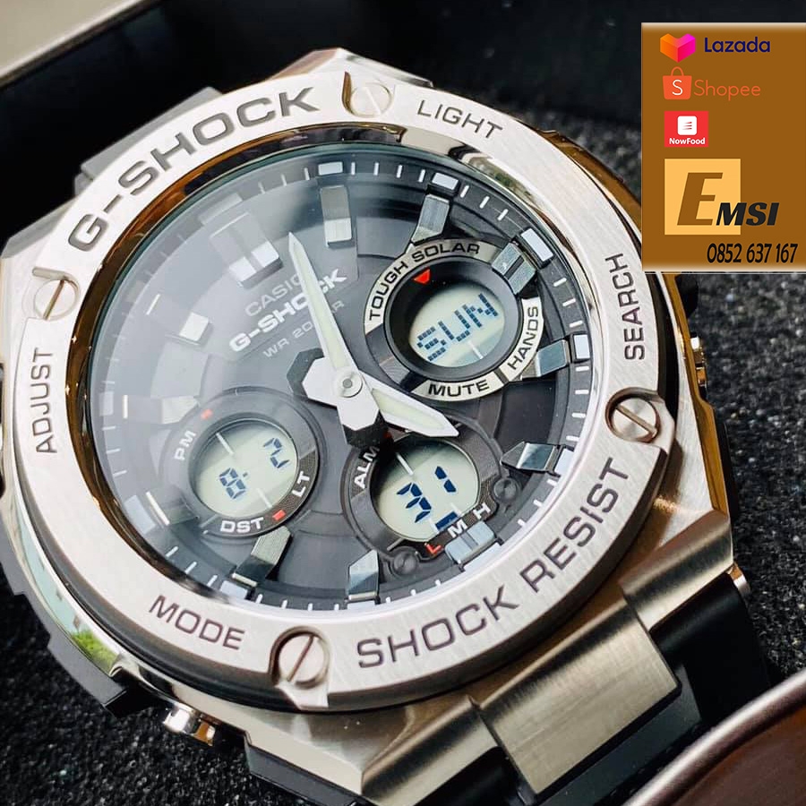 G-SHOCK GST-S110-1ADR – NAM – TOUGH SOLAR (NĂNG LƯỢNG ÁNH SÁNG) – DÂY CAO SU