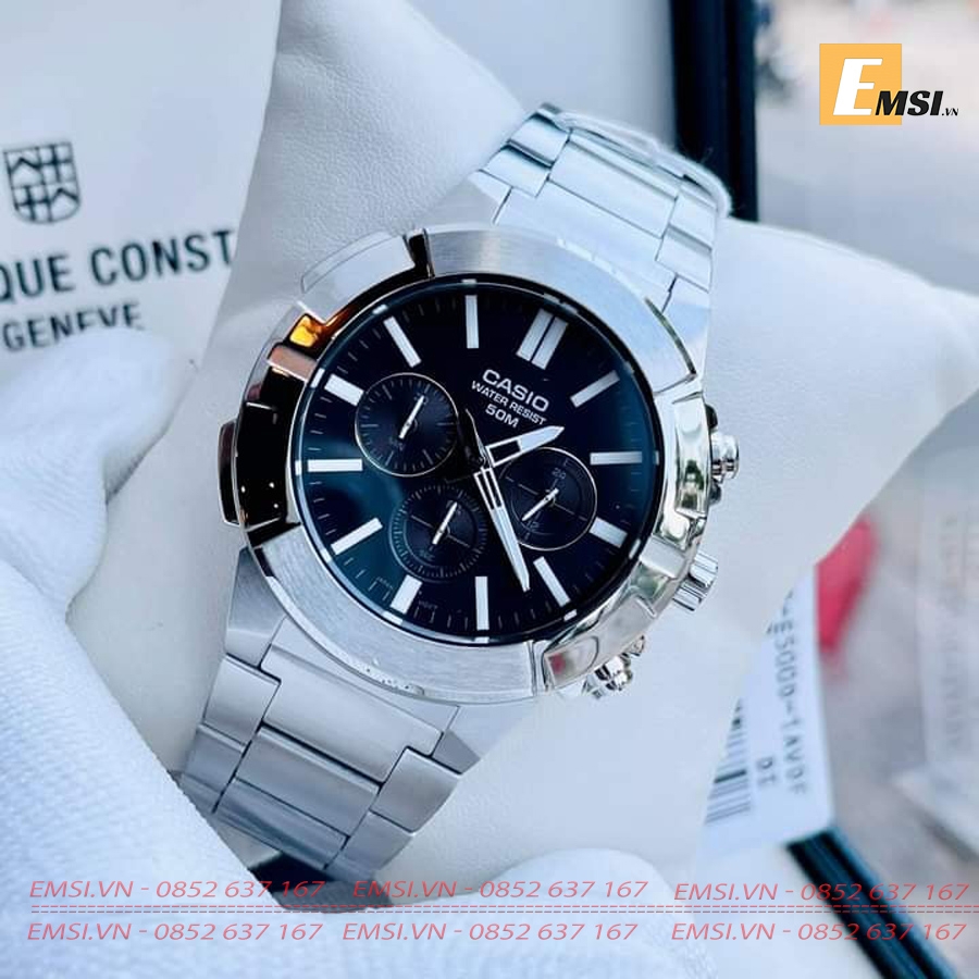 Đồng Hồ Casio Nam MTP-E500D-1A - Dây Kim Loại - Chống Nước WR50M - Size mặt 44mm EMSI.VN