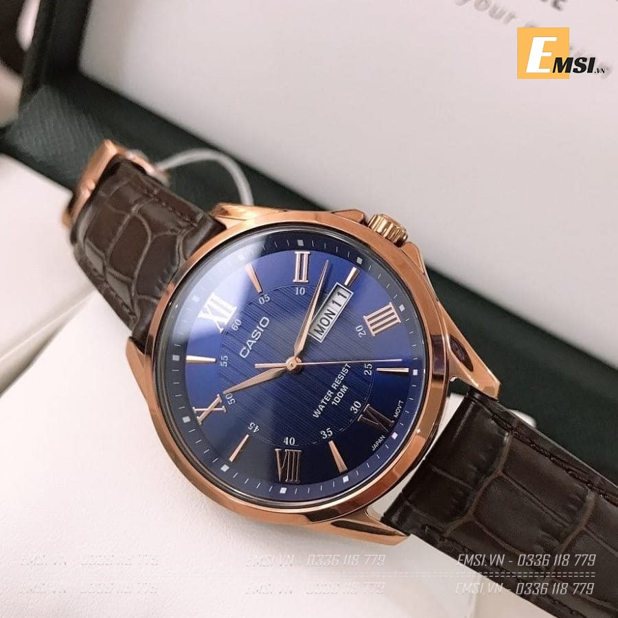 Đồng Hồ Nam Dây Da Casio Mtp 1384L 2A - Chính hãng Emsi.vn - Size 41mm