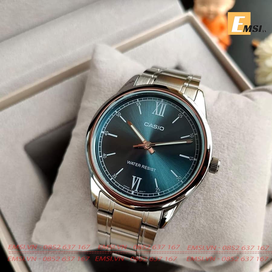 Đồng Hồ Casio Cặp Đôi MTP-V005D-3B & LTP-V005D-2B2 Dây Kim Loại, Size mặt Nam 40mm & 28mm EMSI.VN