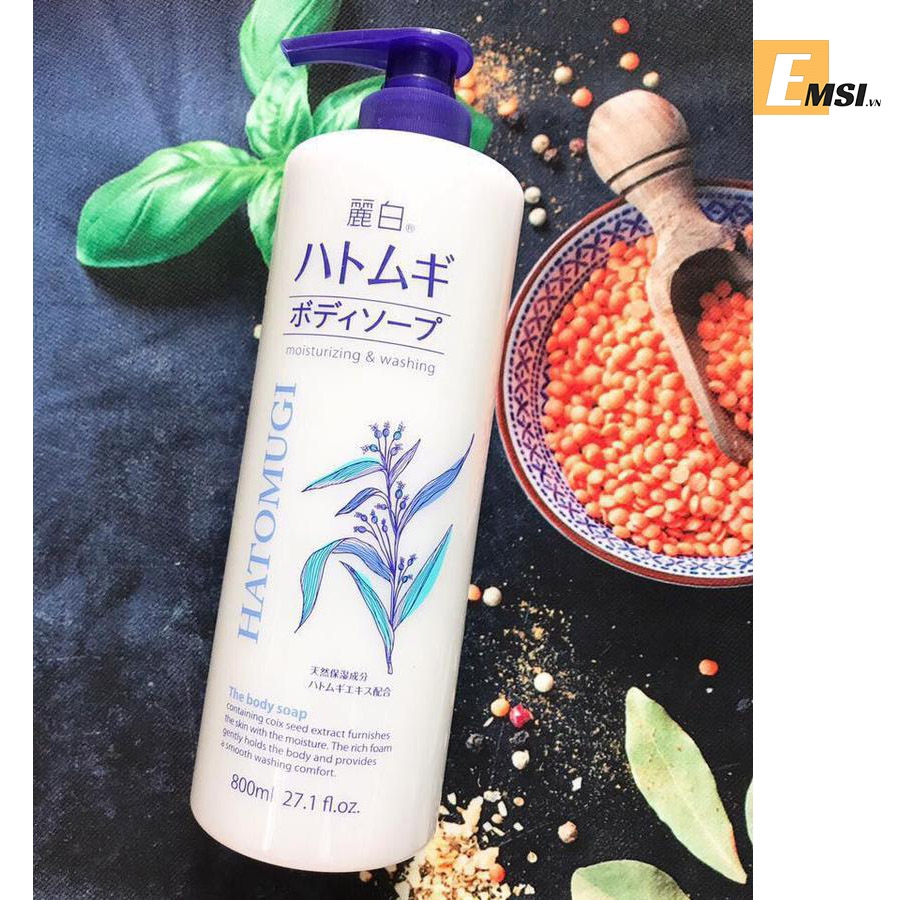 Sữa Tắm Dưỡng Ẩm Trắng Da Hatomugi Nhật 800ml