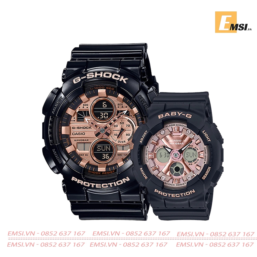 Đồng Hồ Đôi Casio G-Shock & Baby-G GA-140GB-1A2DR & BA-130-1A4DR Size mặt G-Shock 51,2mm, Size mặt Baby-G 43,3mm EMSI.VN
