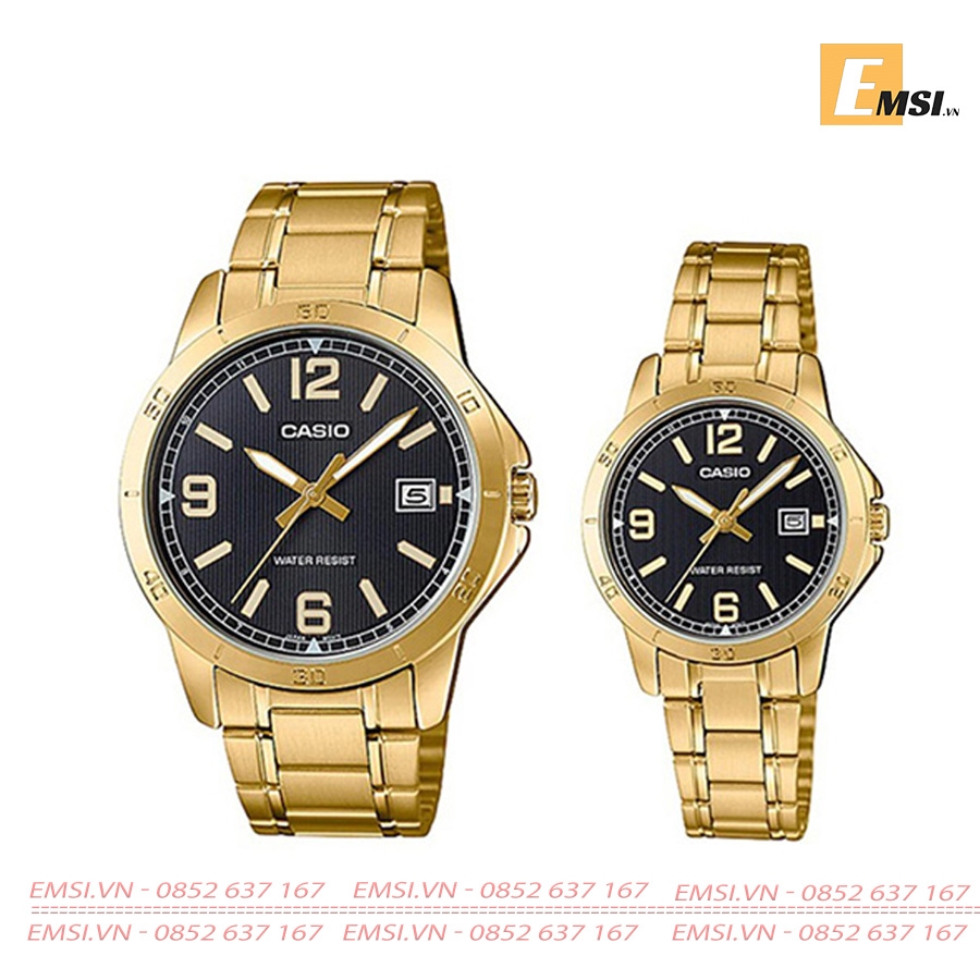 Đồng Hồ Casio Cặp Đôi MTP-V004G-1BUDF Và LTP-V004G-1BUDF nam size 41,5mm, đồng hồ nữ size 30,2mm EMSI.VN