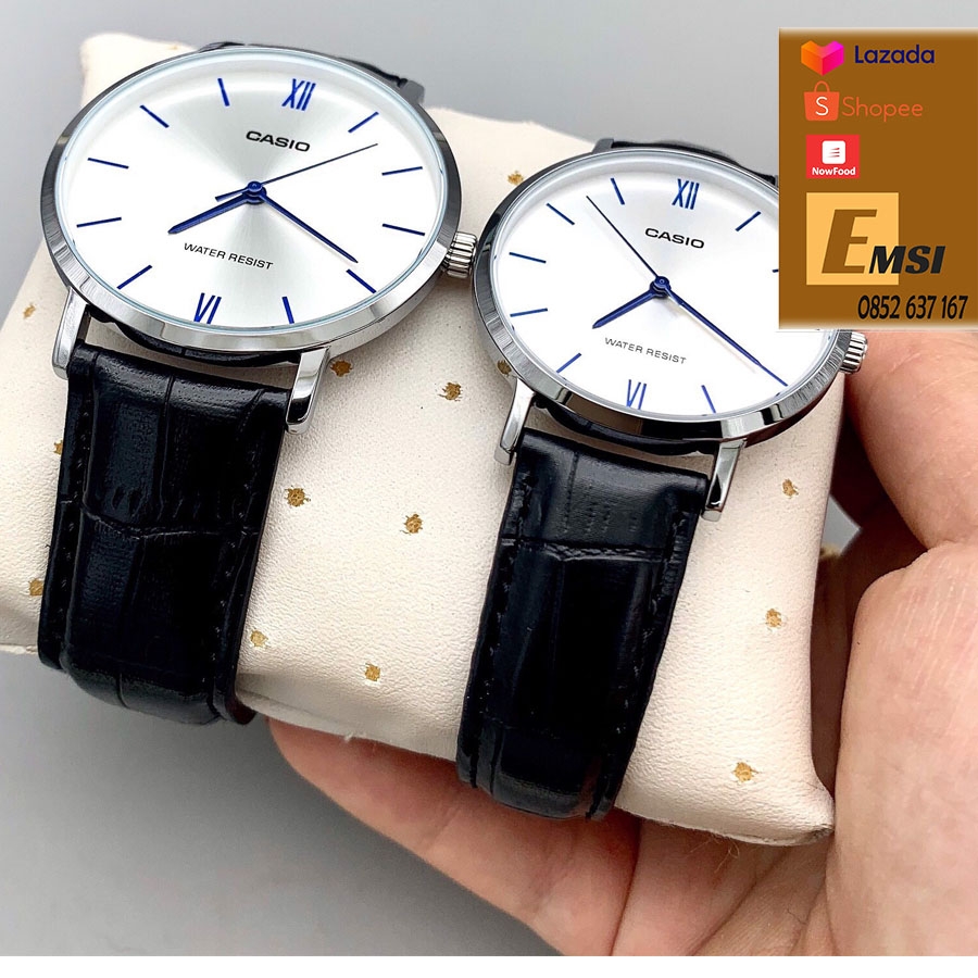 Đồng Hồ Casio Cặp Đôi MTP-VT01L-7B1UDF & LTP-VT01L-7B1UDF Dây Da - Mặt Số La Mã - Chống Nước
